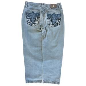 Antik Denim Jeans Mens 38 Blue Bootcut Embroidered Pocket Western Denim Pants